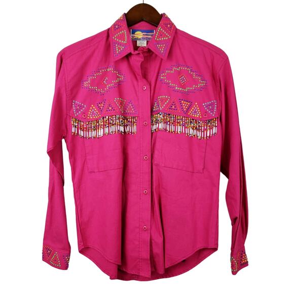 Vintage Cricket by the Creek Beaded Fringe Top - S - Picture 1 of 7